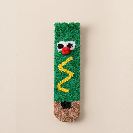 Uglysweatershops Women Christmas Green Eyes Socks