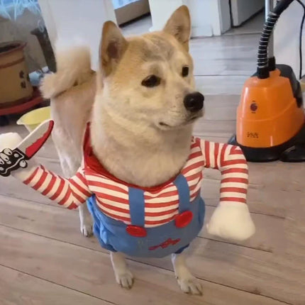 Uglysweatershops Halloween Chucky Cat Costume Horror Doll Cosplay Pet Outfit
