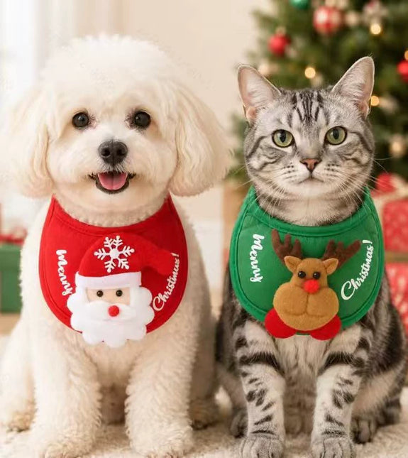 Uglysweatershops Pet Christmas Bandana Santa Reindeer Bib