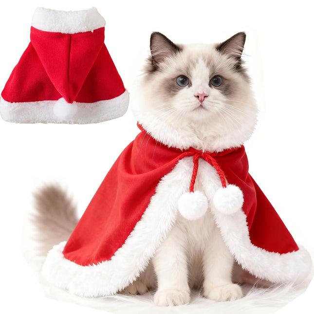 Uglysweatershops Pet Cat Christmas Cape Cloak Xmas New Year Costume