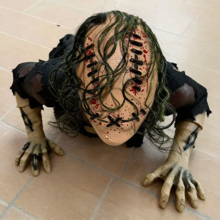 Uglysweatershops Halloween Creepy Stitched Horror Mask with Vine Hair, Bloody Scary Full Head Mask