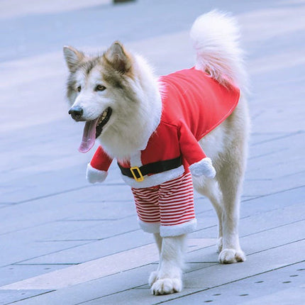 Uglysweatershops Christmas Santa Dog Costume Winter Warm Pet Xmas Clothes