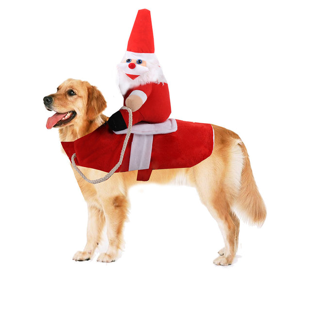 Uglysweatershops Christmas Santa Rider Dog Costume Funny Pet Xmas Cosplay