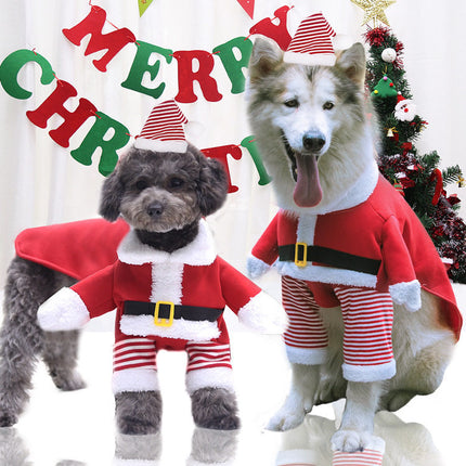 Uglysweatershops Christmas Santa Dog Costume Winter Warm Pet Xmas Clothes