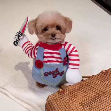 Uglysweatershops Halloween Chucky Cat Costume Horror Doll Cosplay Pet Outfit
