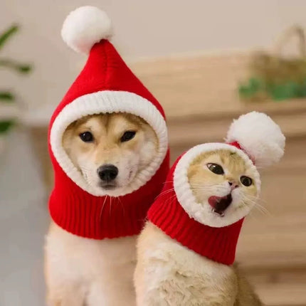 Uglysweatershops Pet Christmas Cape Santa Hat Set Small Dog