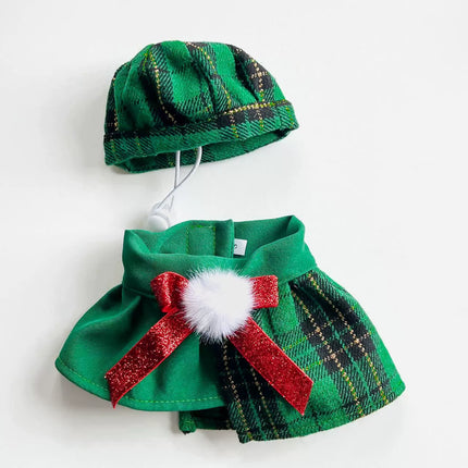 Uglysweatershops Green Tartan Pet Beret & Collar Christmas Set