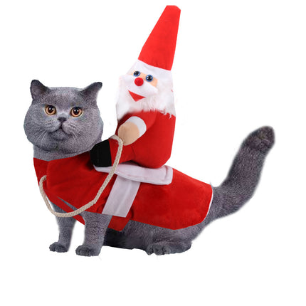 Uglysweatershops Christmas Santa Rider Dog Costume Funny Pet Xmas Cosplay