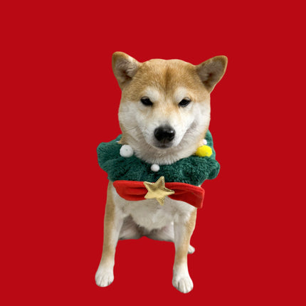 Uglysweatershops Christmas Wreath Pet Collar Dog Cat Xmas Headwear