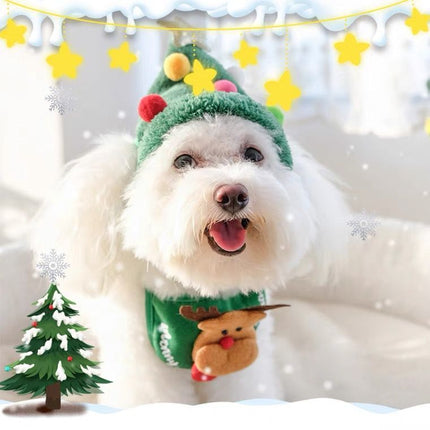 Uglysweatershops Pet Christmas Bandana Santa Reindeer Bib