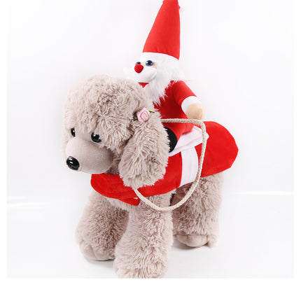Uglysweatershops Christmas Santa Rider Dog Costume Funny Pet Xmas Cosplay