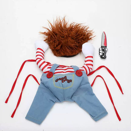 Uglysweatershops Halloween Chucky Cat Costume Horror Doll Cosplay Pet Outfit