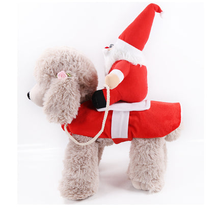 Uglysweatershops Christmas Santa Rider Dog Costume Funny Pet Xmas Cosplay