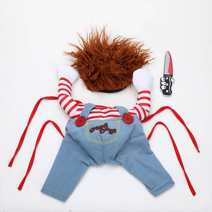 Uglysweatershops Halloween Chucky Cat Costume Horror Doll Cosplay Pet Outfit