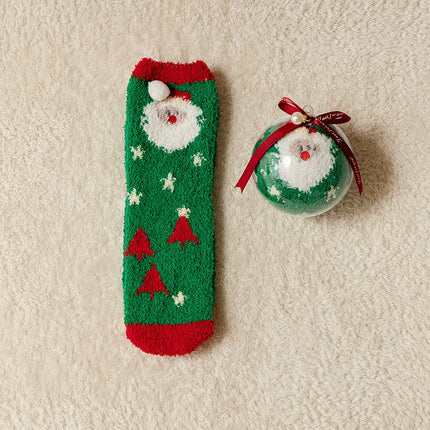 UglysweatershopsWomen Christmas Green Christmas Tree Santa Socks
