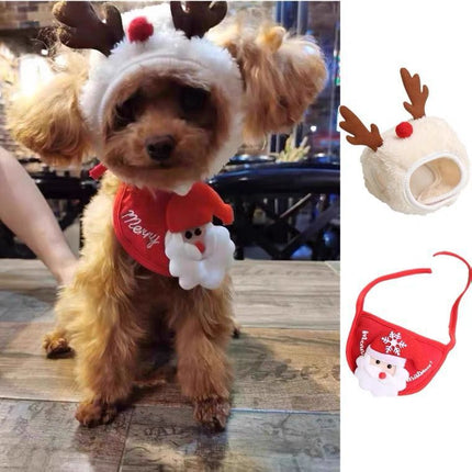 Uglysweatershops Pet Christmas Bandana Santa Reindeer Bib