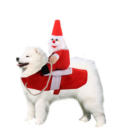 Uglysweatershops Christmas Santa Rider Dog Costume Funny Pet Xmas Cosplay