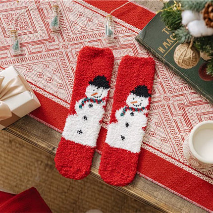 Uglysweatershops Women Christmas Red Scarf Snowman Socks