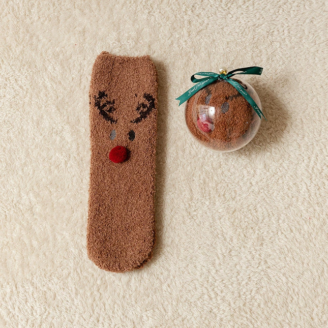 Uglysweatershops Women Christmas Brown Reindeer Socks