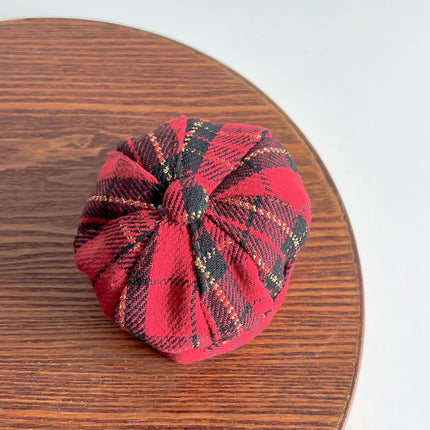 Uglysweatershops Red Plaid Pet Beret & Bow Bib Christmas Set
