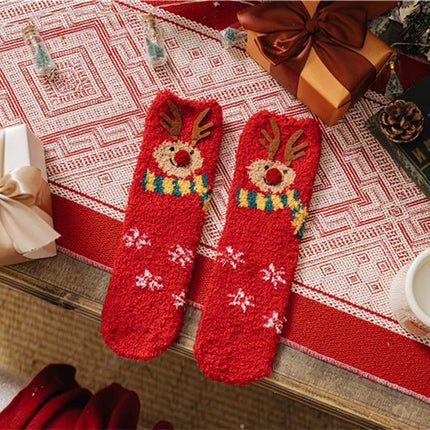 Uglysweatershops Women Christmas Scarf Reindeer Socks