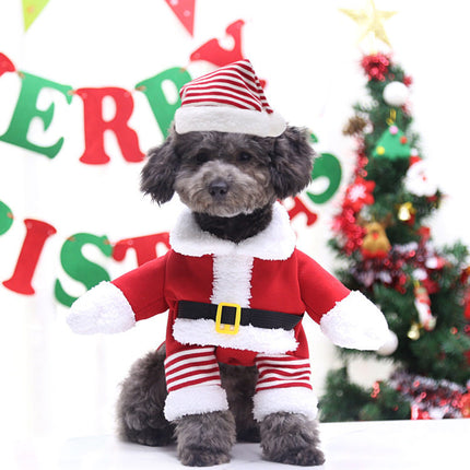 Uglysweatershops Christmas Santa Dog Costume Winter Warm Pet Xmas Clothes