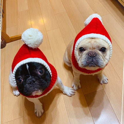 Uglysweatershops Pet Christmas Cape Santa Hat Set Small Dog