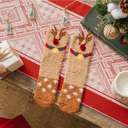 Uglysweatershops Women Christmas Bell Reindeer Socks