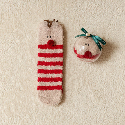 UglysweatershopsWomen Christmas Brown Striped Reindeer Socks