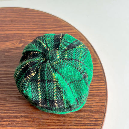 Uglysweatershops Green Tartan Pet Beret & Collar Christmas Set