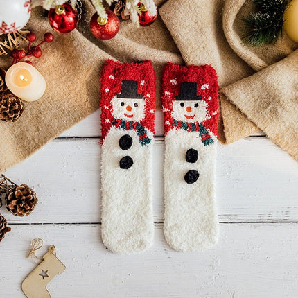 Uglysweatershops Women Christmas Black Button Snowman Socks