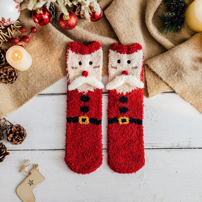 Uglysweatershops Women Christmas White Beard Santa Socks