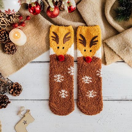 Uglysweatershops Women Christmas Coffee Snowflake Reindeer Socks