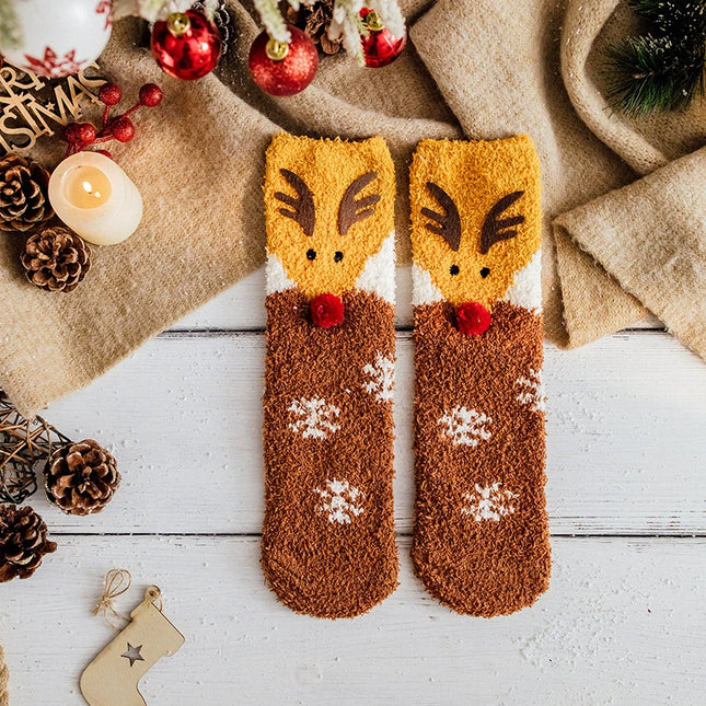 Uglysweatershops Women Christmas Coffee Snowflake Reindeer Socks