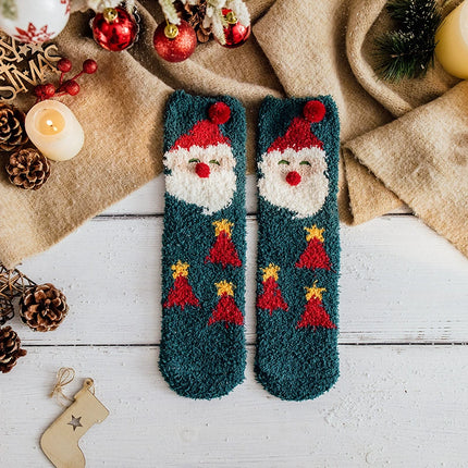 Uglysweatershops Women Christmas Dark Green Santa Socks