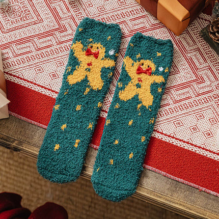 Uglysweatershops Women Christmas Gingerbread Man Socks