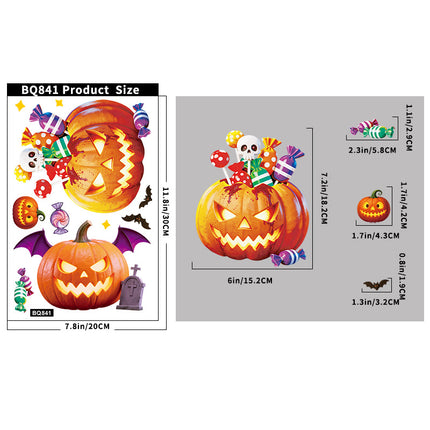 Uglysweatershops Halloween 3-Pack Bat Pumpkin Ghost Glass Window Sticker