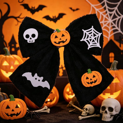 Uglysweatershops Halloween Plush Fabric Big Bow Pendant Decoration