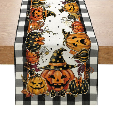 Uglysweatershops Halloween Black Cat Pumpkin Print Decorative Tablecloth