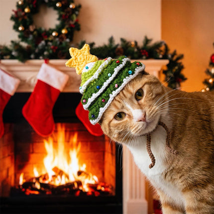 Uglysweatershops Pet Christmas Tree Knit Hat