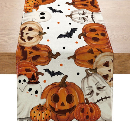 Uglysweatershops Halloween Black Cat Pumpkin Print Decorative Tablecloth