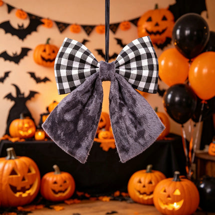 Uglysweatershops Halloween Plush Fabric Big Bow Pendant Decoration