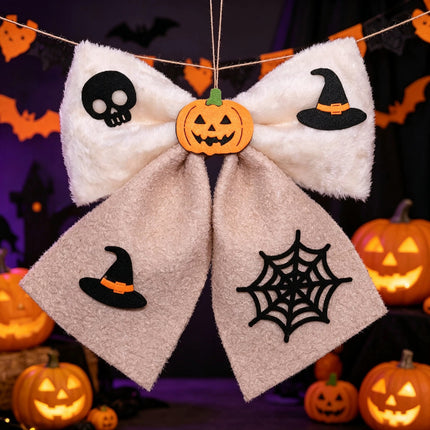 Uglysweatershops Halloween Plush Fabric Big Bow Pendant Decoration