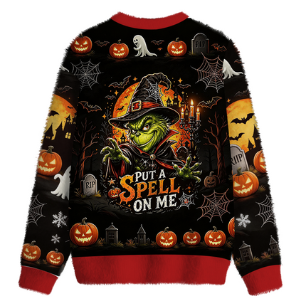 Uglysweatershops Witch Hat Red Fuzzy Christmas Ugly Sweatshirt