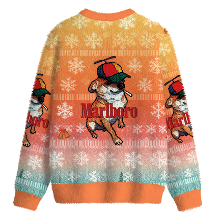 Uglysweatershops Dog Meme Fuzzy Christmas Ugly Sweatshirt
