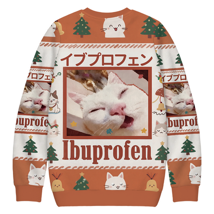 Uglysweatershops Ibuprofen Meme Cat Christmas Ugly Sweatshirt