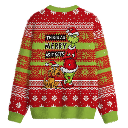 Uglysweatershops Holiday Monster Funny Fuzzy Christmas Ugly Sweatshirt
