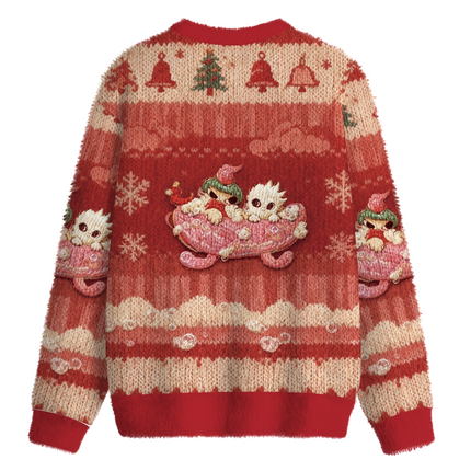 Uglysweatershops Exploring With Friends Fuzzy Christmas Ugly Sweatshirt