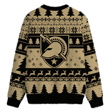 Uglysweatershops Black Knights Fuzzy Christmas Ugly Sweatshirt