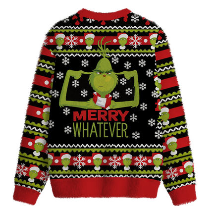 Uglysweatershops Merry Whatever Fuzzy Christmas Ugly Sweatshirt
